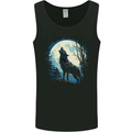 Moonlit Howling Wolf Fantasy Mens Vest Tank Top Black