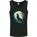 Moonlit Howling Wolf Fantasy Mens Vest Tank Top Black