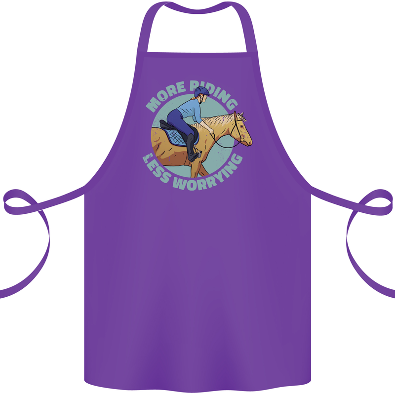 More Horse Riding Less Worrying Equestrian Cotton Apron 100% Organic Purple
