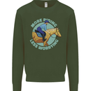 More Horse Riding Less Worrying Equestrian Kids Sweatshirt Jumper Forest Green