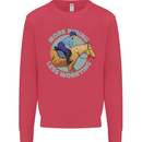 More Horse Riding Less Worrying Equestrian Kids Sweatshirt Jumper Heliconia