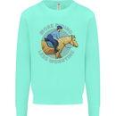 More Horse Riding Less Worrying Equestrian Kids Sweatshirt Jumper Peppermint