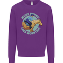 More Horse Riding Less Worrying Equestrian Kids Sweatshirt Jumper Purple
