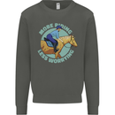 More Horse Riding Less Worrying Equestrian Kids Sweatshirt Jumper Storm Grey