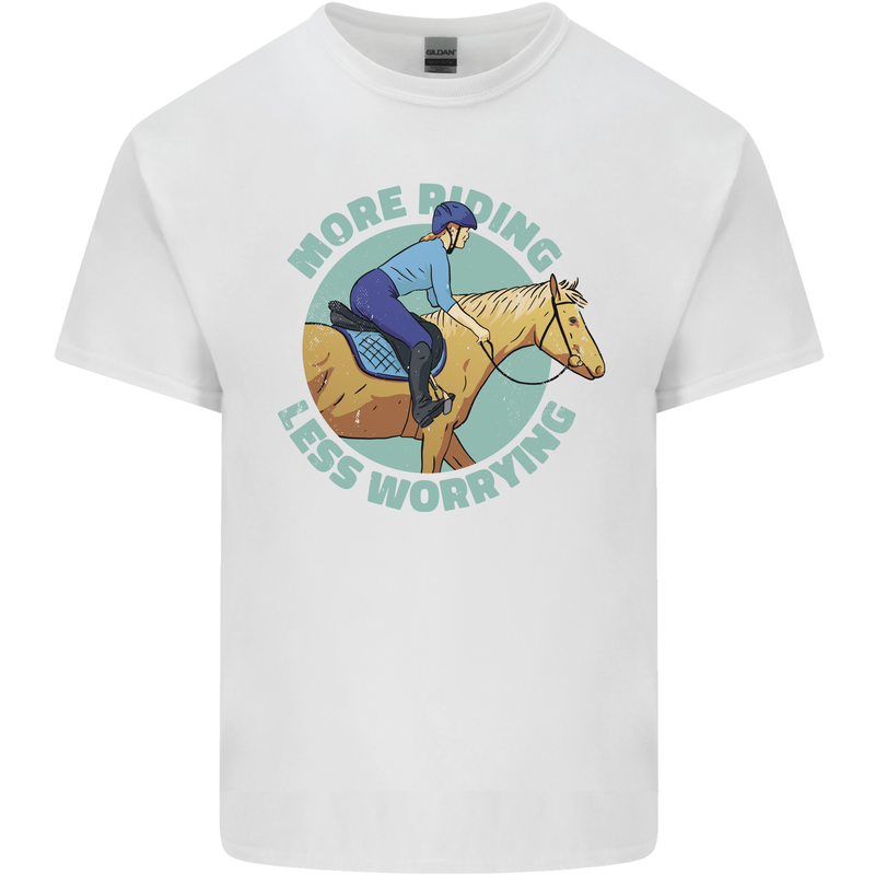 More Horse Riding Less Worrying Equestrian Kids T-Shirt Childrens White