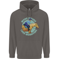 More Horse Riding Less Worrying Equestrian Mens 80% Cotton Hoodie Charcoal