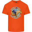 More Horse Riding Less Worrying Equestrian Mens Cotton T-Shirt Tee Top Orange