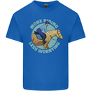 More Horse Riding Less Worrying Equestrian Mens Cotton T-Shirt Tee Top Royal Blue