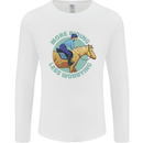More Horse Riding Less Worrying Equestrian Mens Long Sleeve T-Shirt White