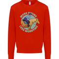 More Horse Riding Less Worrying Equestrian Mens Sweatshirt Jumper Bright Red