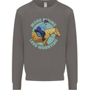 More Horse Riding Less Worrying Equestrian Mens Sweatshirt Jumper Charcoal