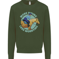 More Horse Riding Less Worrying Equestrian Mens Sweatshirt Jumper Forest Green