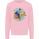 More Horse Riding Less Worrying Equestrian Mens Sweatshirt Jumper Light Pink