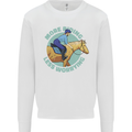More Horse Riding Less Worrying Equestrian Mens Sweatshirt Jumper White