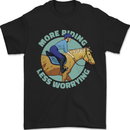 More Horse Riding Less Worrying Equestrian Mens T-Shirt 100% Cotton Black