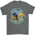 More Horse Riding Less Worrying Equestrian Mens T-Shirt 100% Cotton Charcoal