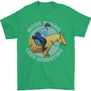 More Horse Riding Less Worrying Equestrian Mens T-Shirt 100% Cotton Irish Green