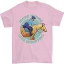 More Horse Riding Less Worrying Equestrian Mens T-Shirt 100% Cotton Light Pink