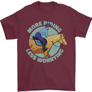 More Horse Riding Less Worrying Equestrian Mens T-Shirt 100% Cotton Maroon