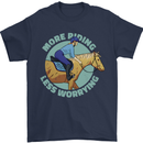 More Horse Riding Less Worrying Equestrian Mens T-Shirt 100% Cotton Navy Blue