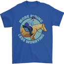 More Horse Riding Less Worrying Equestrian Mens T-Shirt 100% Cotton Royal Blue