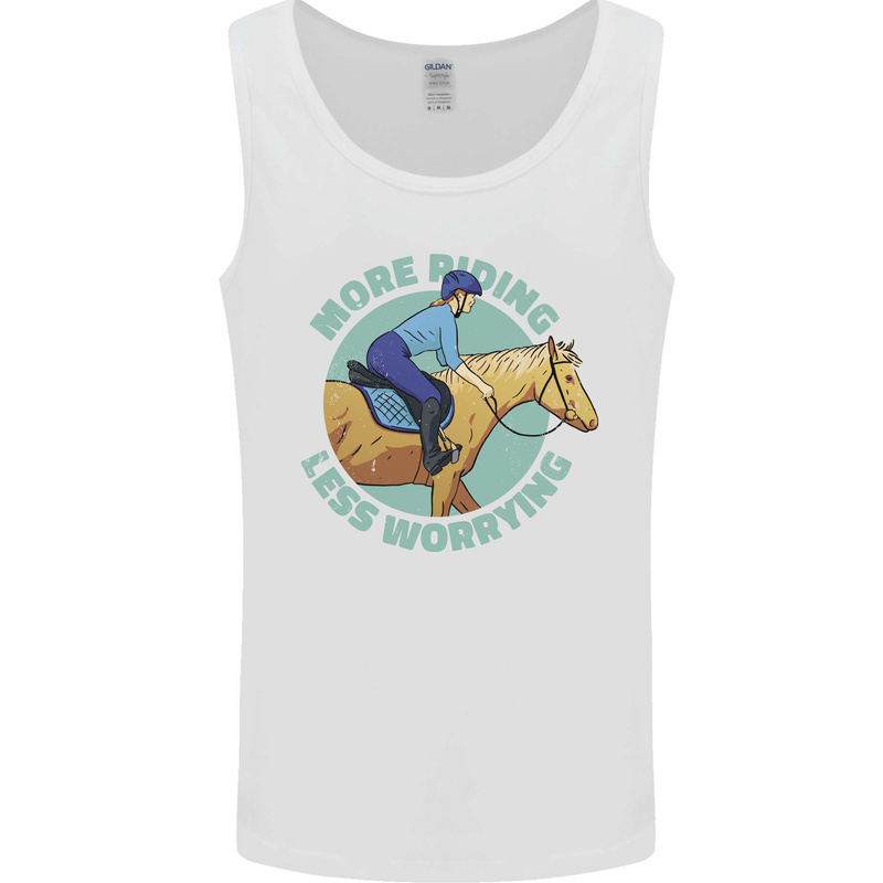 More Horse Riding Less Worrying Equestrian Mens Vest Tank Top White