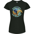 More Horse Riding Less Worrying Equestrian Womens Petite Cut T-Shirt Black