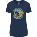 More Horse Riding Less Worrying Equestrian Womens Wider Cut T-Shirt Navy Blue