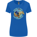 More Horse Riding Less Worrying Equestrian Womens Wider Cut T-Shirt Royal Blue