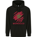 Morocco Ripped Flag Childrens Kids Hoodie Black