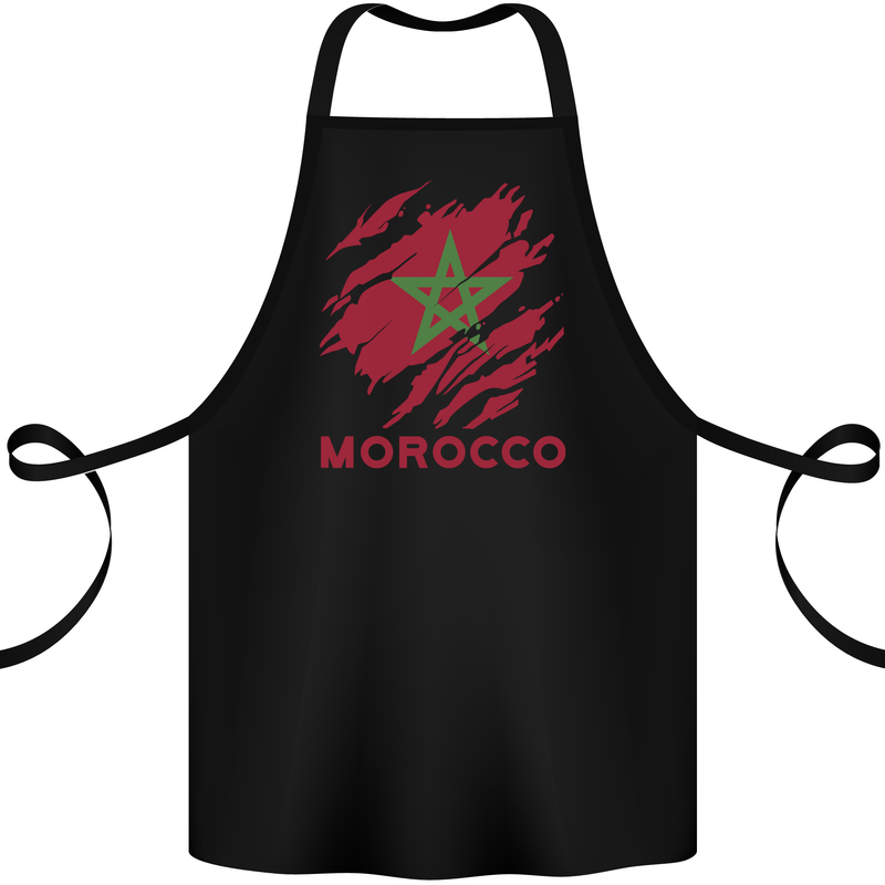 Morocco Ripped Flag Cotton Apron 100% Organic Black