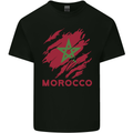 Morocco Ripped Flag Kids T-Shirt Childrens Black
