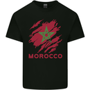 Morocco Ripped Flag Kids T-Shirt Childrens Black
