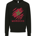 Morocco Ripped Flag Mens Sweatshirt Jumper Black