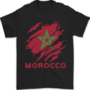 Morocco Ripped Flag Mens T-Shirt 100% Cotton Black