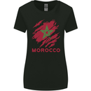 Morocco Ripped Flag Womens Wider Cut T-Shirt Black