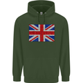 Mosaic Union Jack Flag Great Britain UK Childrens Kids Hoodie Forest Green