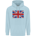 Mosaic Union Jack Flag Great Britain UK Childrens Kids Hoodie Light Blue