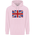 Mosaic Union Jack Flag Great Britain UK Childrens Kids Hoodie Light Pink