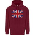 Mosaic Union Jack Flag Great Britain UK Childrens Kids Hoodie Maroon