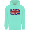 Mosaic Union Jack Flag Great Britain UK Childrens Kids Hoodie Peppermint