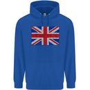 Mosaic Union Jack Flag Great Britain UK Childrens Kids Hoodie Royal Blue
