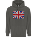 Mosaic Union Jack Flag Great Britain UK Childrens Kids Hoodie Storm Grey