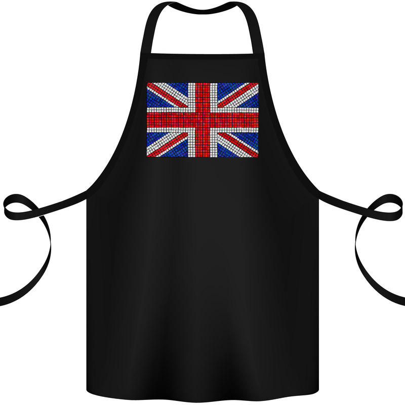 Mosaic Union Jack Flag Great Britain UK Cotton Apron 100% Organic Black