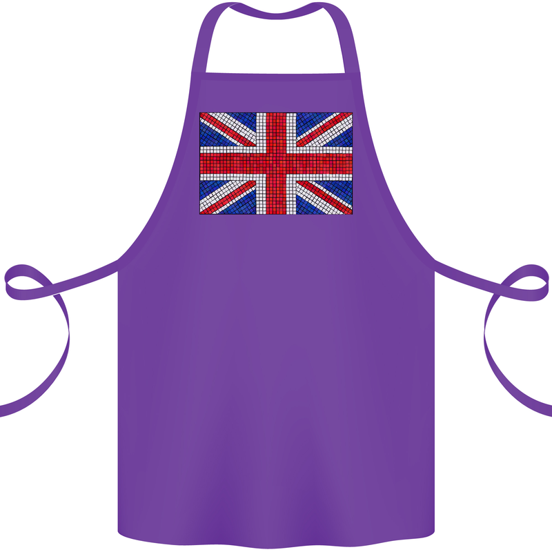 Mosaic Union Jack Flag Great Britain UK Cotton Apron 100% Organic Purple