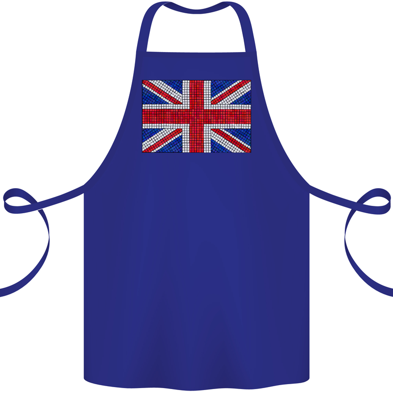 Mosaic Union Jack Flag Great Britain UK Cotton Apron 100% Organic Royal Blue
