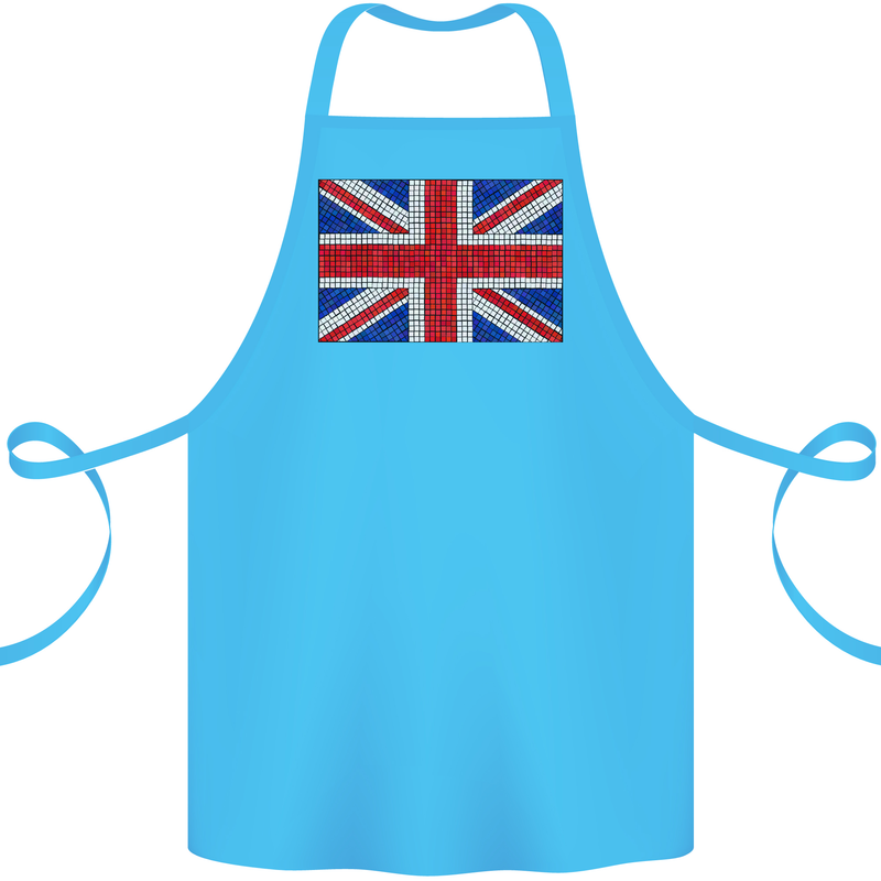Mosaic Union Jack Flag Great Britain UK Cotton Apron 100% Organic Turquoise