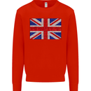 Mosaic Union Jack Flag Great Britain UK Kids Sweatshirt Jumper Bright Red