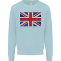 Mosaic Union Jack Flag Great Britain UK Kids Sweatshirt Jumper Light Blue