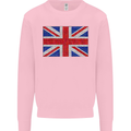 Mosaic Union Jack Flag Great Britain UK Kids Sweatshirt Jumper Light Pink
